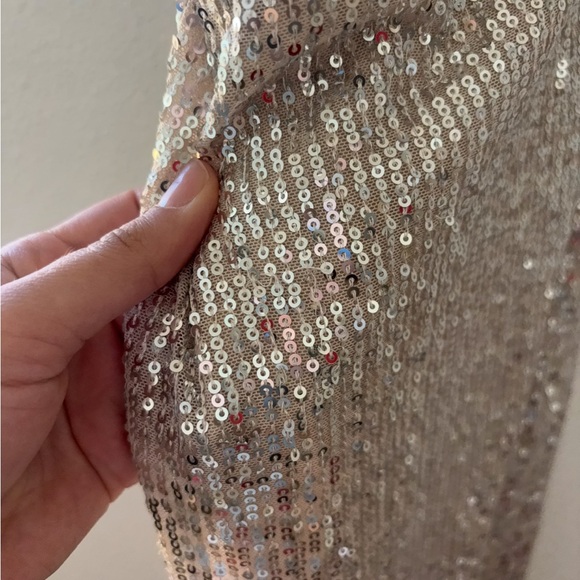 ieena for Mac duggal Sequined One Shoulder Draped Back Gown - Picture 7 of 8